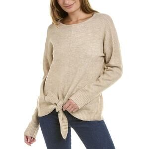 Vince Camuto Women Beige Cable Knit Tie Front Relaxed Casual Sweater Size XS